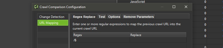 Mapping Trailing and Non Trailing Slash URLs in Crawl Comparison