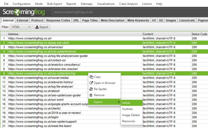 multi select bulk exporting