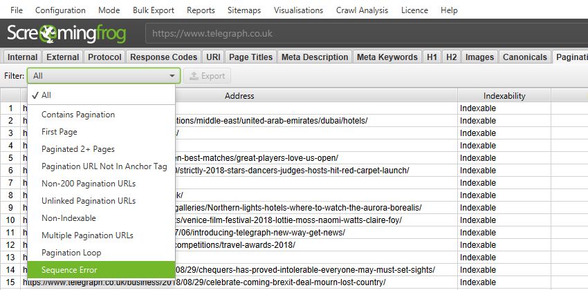 pagination tab