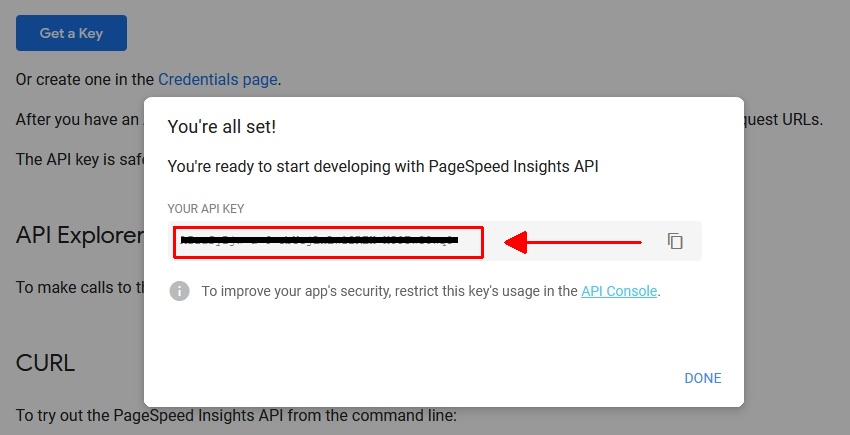 PSI API Key Step 2