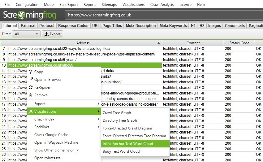 right click visualisations