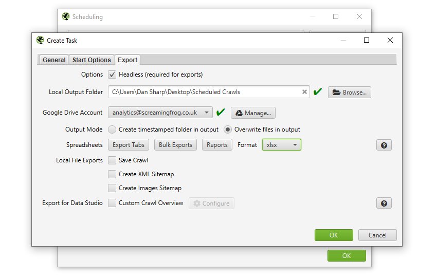 Scheduling Export Options