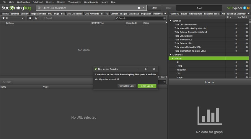 In-App Update in the SEO Spider