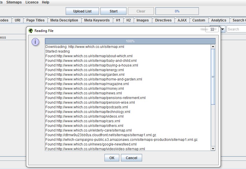 crawl sitemap index