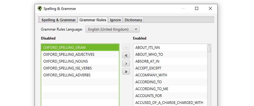 Spelling & Grammar Config