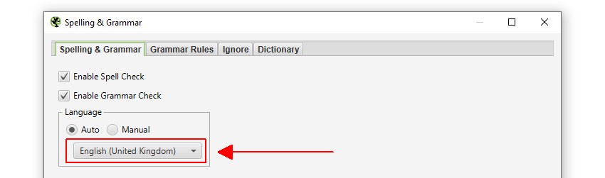 Spelling & Grammar Check Language
