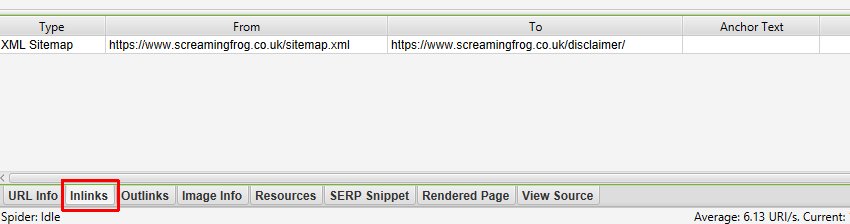 XML Sitemap Inlinks Close Up