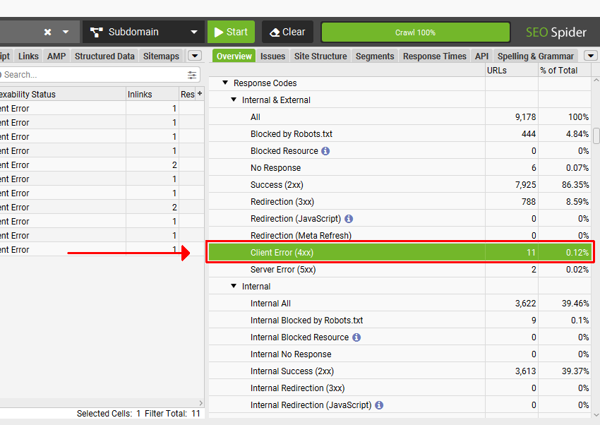 404 Errors Via Right Hand Window