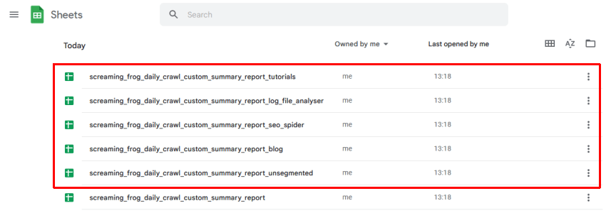 Segmented automated crawl reports