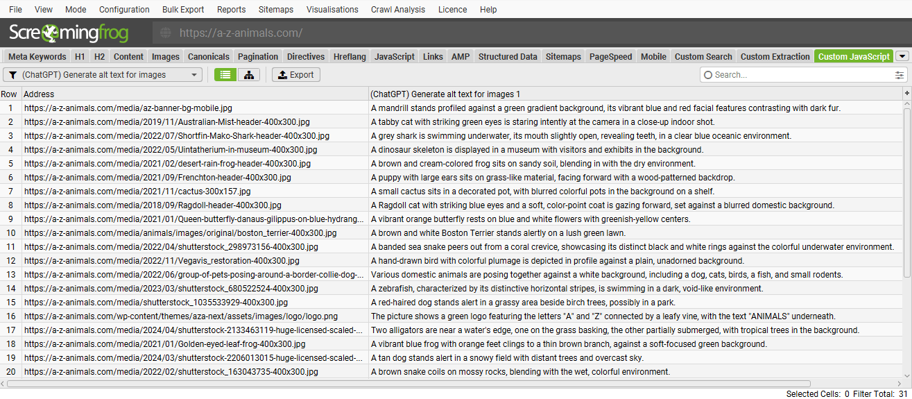 ChatGPT Alt Text while crawling