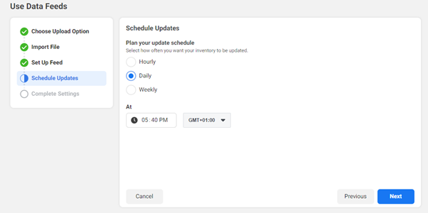 Facebook feed schedule updates