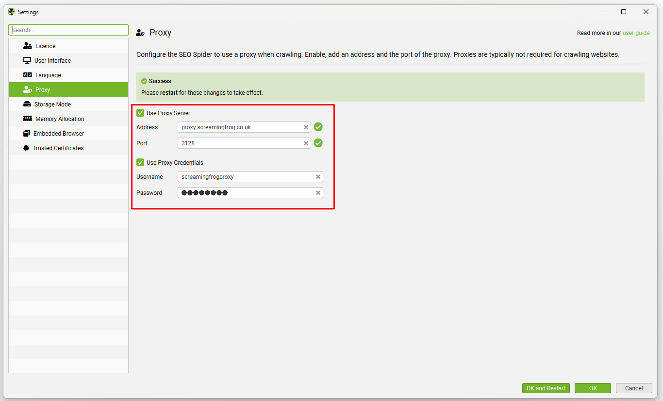 Proxy config