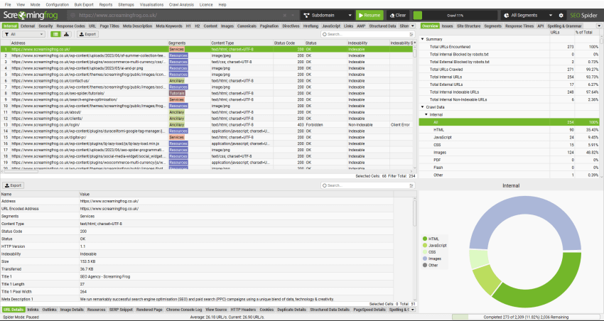 Segment columns and labels