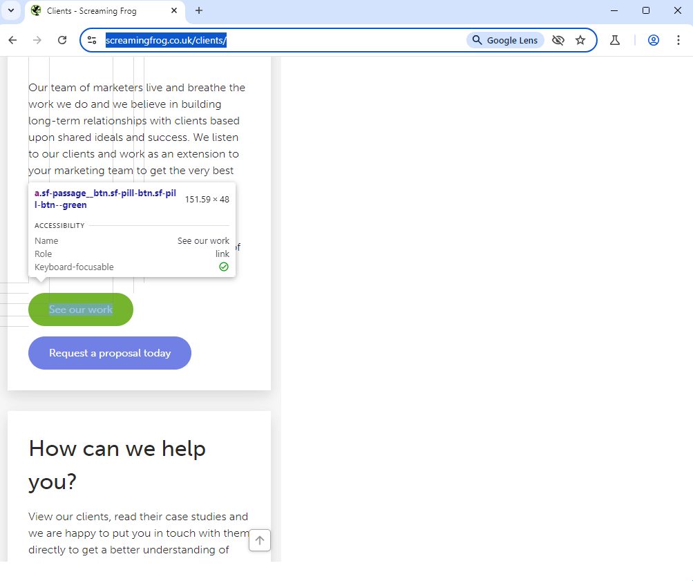 Show Accessibility Issue in Chrome