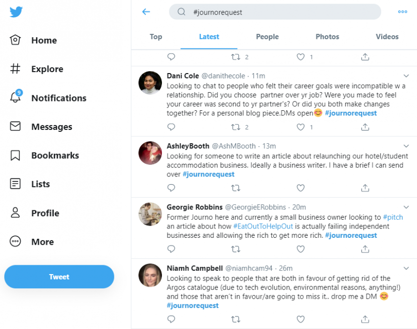 Search #journorequest on Twitter